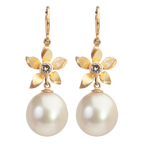 Brockenhuus-Schack-Jewellery Flower&Pearls -karat-guld ørering